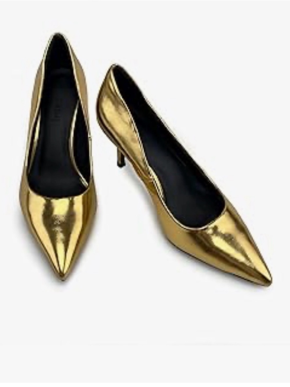 VACCASHE Gold Pointed-Toe Kitten Heel